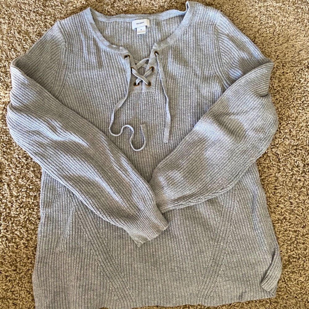 Comfy Sweater with lace up/tie detail